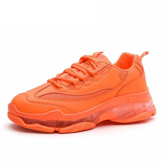 Solid Fashion Street Shoes Men Transparent Sole Chunky Sneakers Men Chaussure Homme Dad Shoes Orange Green Yellow - LiveTrendsX