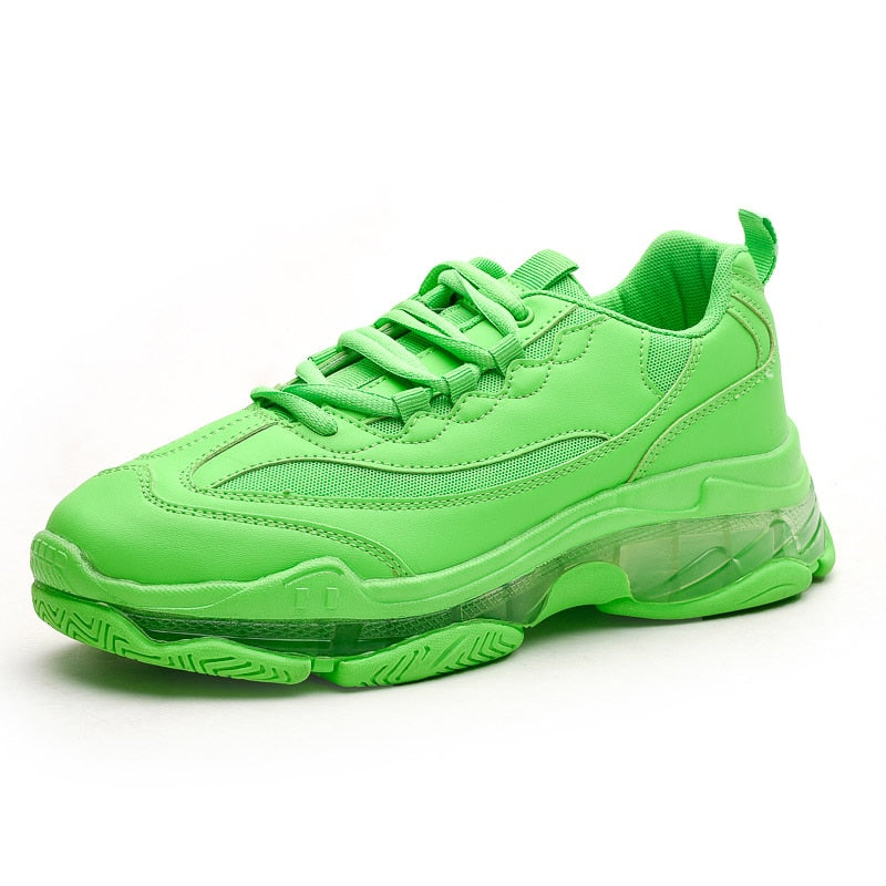 Solid Fashion Street Shoes Men Transparent Sole Chunky Sneakers Men Chaussure Homme Dad Shoes Orange Green Yellow - LiveTrendsX