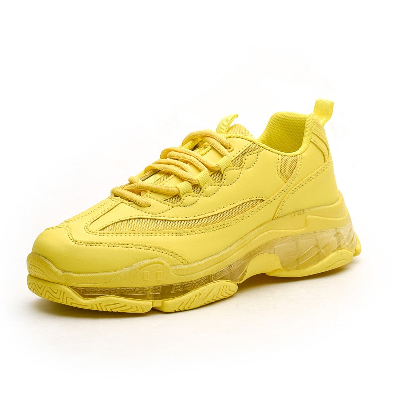 Solid Fashion Street Shoes Men Transparent Sole Chunky Sneakers Men Chaussure Homme Dad Shoes Orange Green Yellow - LiveTrendsX