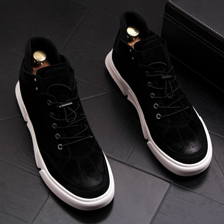 New Men Fashion Casual Ankle Boots Spring Autumn Thick Bottom High Top Leisure Sneakers Male Breathable Retro Shoes - LiveTrendsX