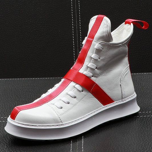 Men Fashion Ankle Boots Spring Autumn Leather Thick Bottom Men High Top Shoes Leisure Hip-hop Boots Botas Hombre - LiveTrendsX