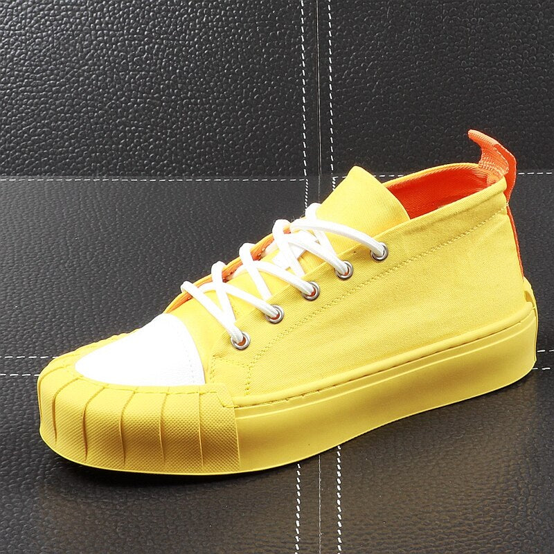 Men Fashion Shell Toe Shoes Summer Thick Bottom Casual Shoes Lace Up Stitch Tide Male Outdoor Youth Walking Shoes - LiveTrendsX