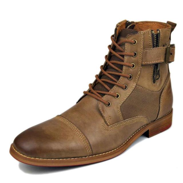 Genuine Cow Leather Men Ankle Boots Lace Up handsome Shoes