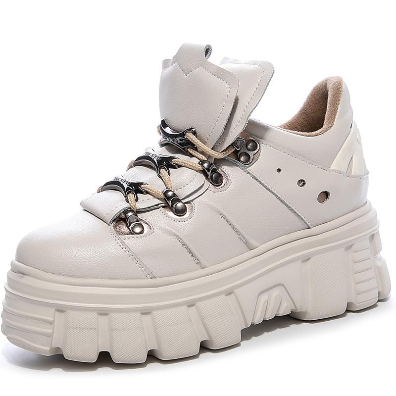 Genuine Leather Women's Chunky Sneakers Fashion Brand Style Winter Women Platform Shoes Trainers Lady Footwear - LiveTrendsX