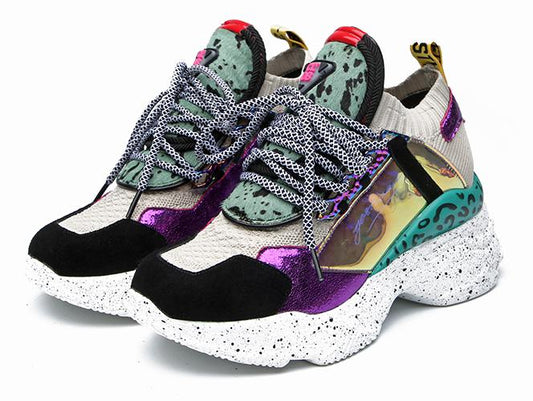 Women Chunky Sneakers Knit Thick Soled Increased Women's Sneaker  Breathable Woman Shoes Lady Footwear Plus Size - LiveTrendsX