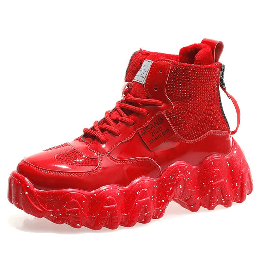 Women's Rhinestone Platform Sneakers 2020 Winter Fashion Style Warm Women Trainers Ladies Chunky Shoes Footwear - LiveTrendsX