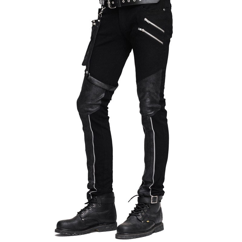 Devil Fashion Punk Leather Pants Men With Hip Holster Pocket Casual Vintage Halloween Stitched Casual Pants Men Tactical Pants - LiveTrendsX