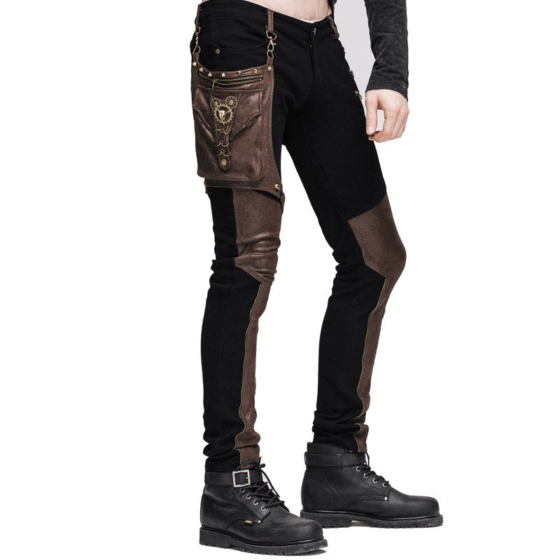 Devil Fashion Punk Leather Pants Men With Hip Holster Pocket Casual Vintage Halloween Stitched Casual Pants Men Tactical Pants - LiveTrendsX