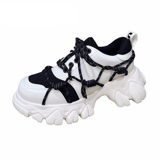 New Patent Leather Women Casual Old Harajuku Shoes Punk Thick Bottom Increased Lady Flat Platform Sports Sneakers Shoes Creepers - LiveTrendsX