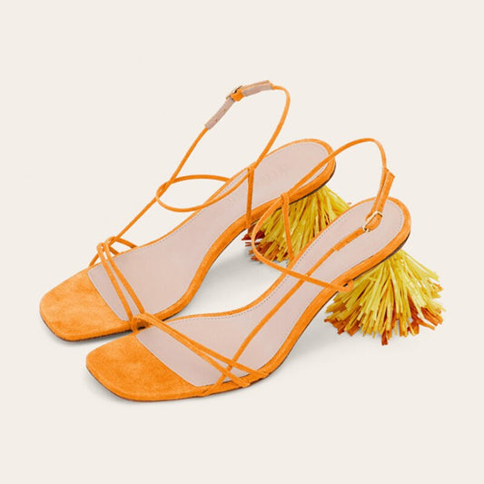 New Fashion Real Fur Ankle Strap Gladiator Sandals Women Pumps 2020 Summer Tassel Shoes Ladies Wedding Beach Sandals Sheos Woman - LiveTrendsX