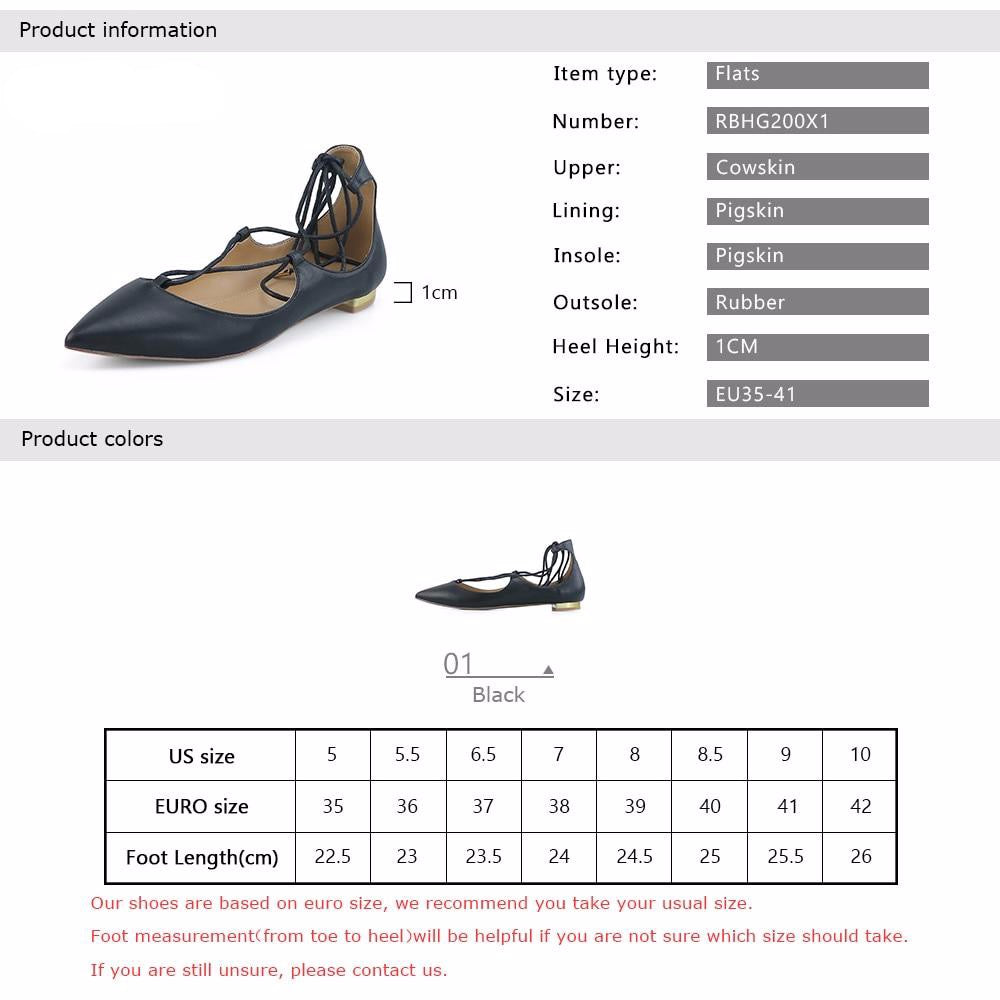 Fashion Lady Lace Up Pointes Shoes Women Handmade Leather Casual Soft Flats Woman Ballet Flat Shoe - LiveTrendsX