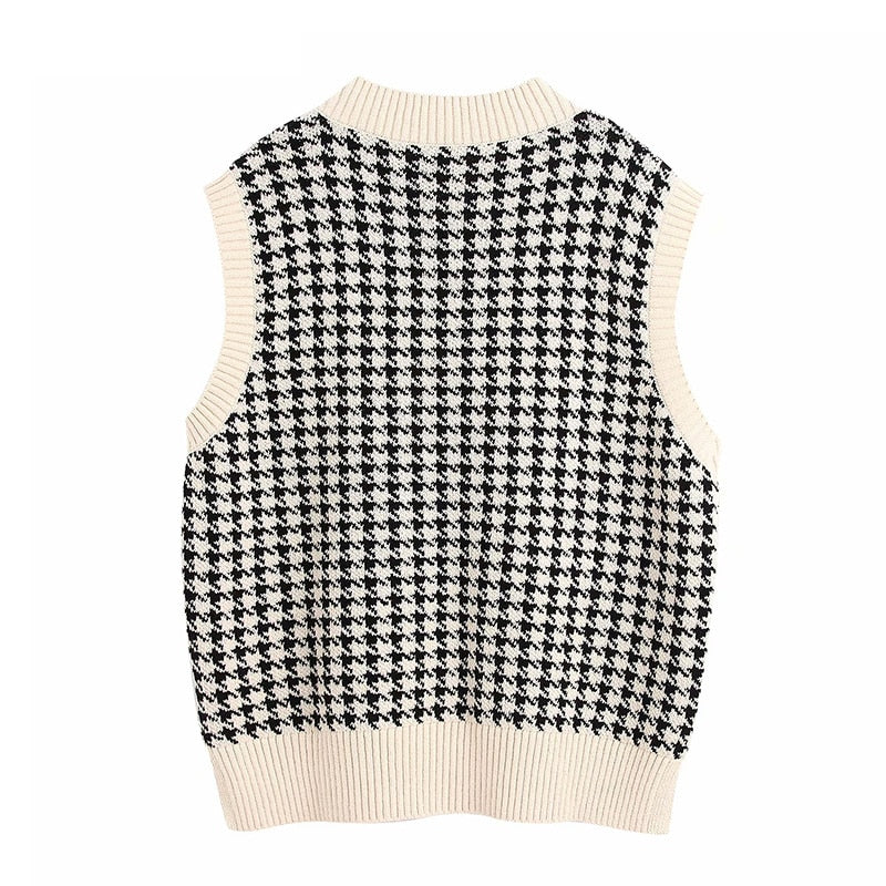 Women 2020 Fashion Oversized Knitted Vest Sweater V Neck Sleeveless Side Vents Loose Female Waistcoat Chic Tops - LiveTrendsX