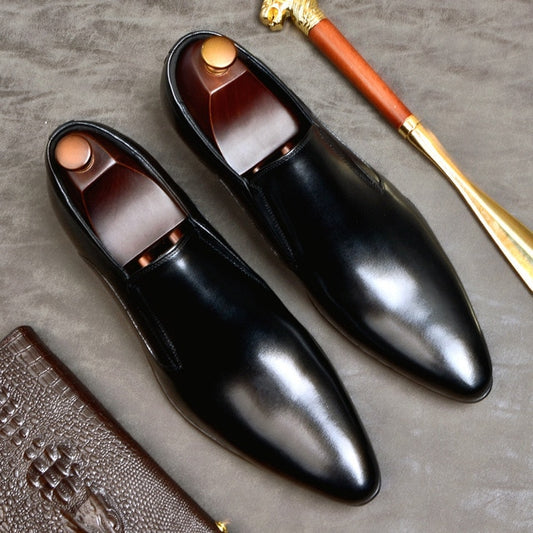 Fashion Men's Dress Shoes Genuine Leather Slip On Classic Pointed Toe Office Work Wedding Party Formal Shoes US 11.5 - LiveTrendsX