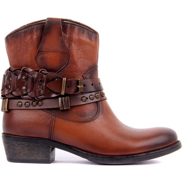 Genuine Leather Women Boots Ladies Leather Autumn Winter Casual Boots - LiveTrendsX