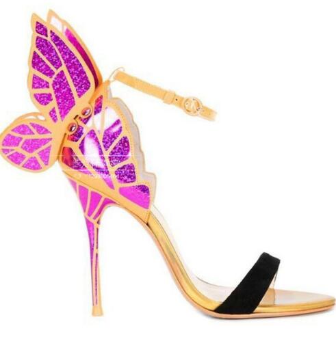 Newest metallic embroidered leather sandals angel wings pumps bridal shoes butterfly ankle wrap high heels sandals Dress Sandals - LiveTrendsX