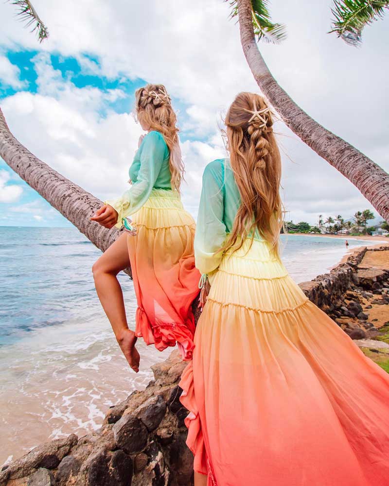 rainbow holiday long beach dress