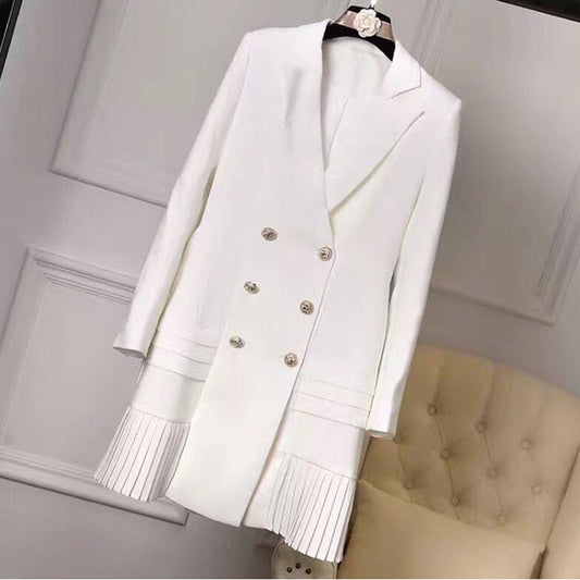 HIGH QUALITY New Fashion 2020 Runway Designer Dress Women's Long Sleeve Notched Collar Double Breasted Buttons Dress - LiveTrendsX