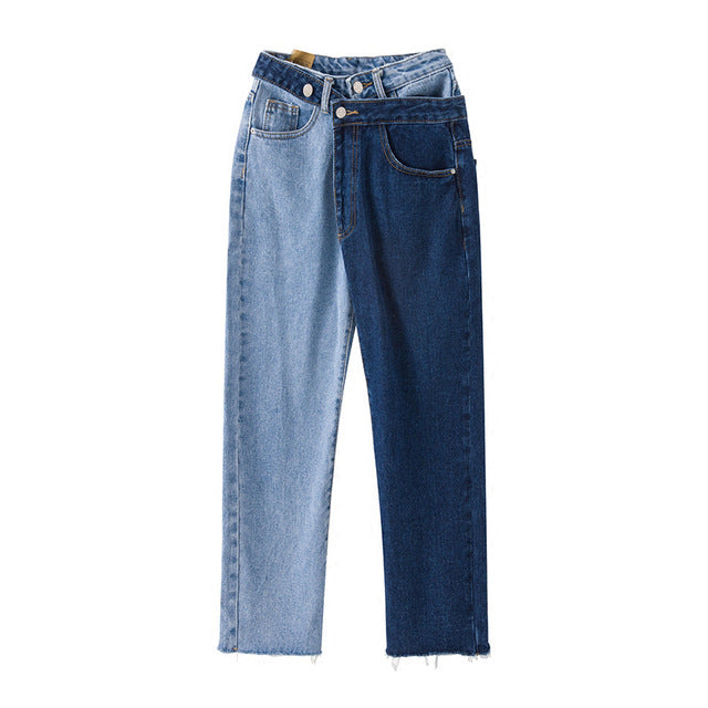 Patchwork Jeans For Women High Waist Irregular Large Size Summer Denim Long Trousers 2020 Fashion Harajuku Clothing - LiveTrendsX