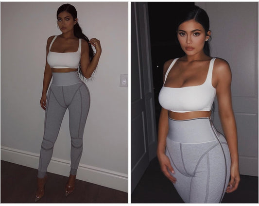 Elastic Crop Top Legging Pants Set