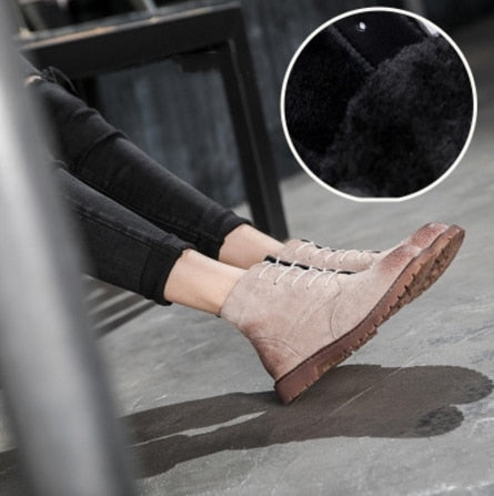 women shoes 2020 spring genuine leather Female Martin boots  suede women booties  British lace retro trend women naked boots - LiveTrendsX