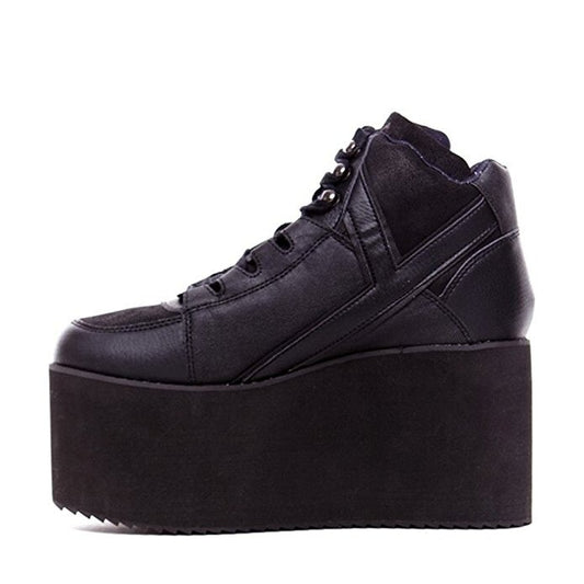 Super Stylish Women Ankle Boots Fashion Round Toe Wedges Boots Elegant Black Shoes Woman Plus US Size 4-15 - LiveTrendsX