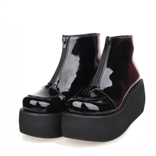 Japanese Harajuku Thick Heel Platform Wedge Lolita Cos Punk Boots for Girls PINK/RED - LiveTrendsX