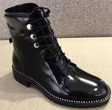 Genuine Leather Thick Heel Round Toe Lace Up Winter Boots Superstar Luxury Punk Rock Metal Rivets Fasteners Ankle Boots - LiveTrendsX