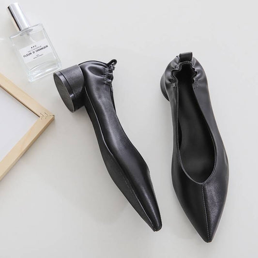 Mary Janes round low heels oxford pointed toe large size grandma shoes Hollywood movie stars natura leather elegant pumps - LiveTrendsX