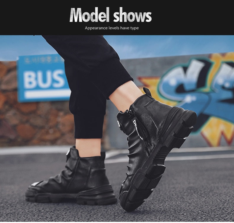 New Handmade Ankle Boots for Young Men Motorcycle Boots - LiveTrendsX