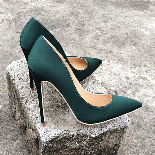 Silk Upper Women Sexy High Heels Elegant Lady Pointed Toe Party Pumps Woman Comfort Dress Shoes Customized Accept - LiveTrendsX