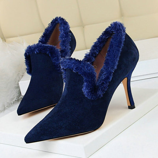 Pointed Toe Sexy Flock High Heels Shoes Women