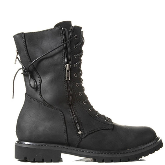 High quality lace up zipper motorcycle high men boots safety Military black wedge fashion  western knight Boots - LiveTrendsX