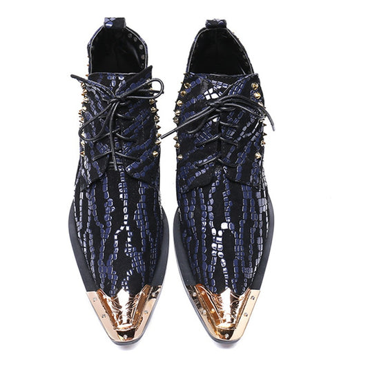 Genuine leather lace up string bead stage wedding men dress shoes handmade fashion personality Shoes - LiveTrendsX