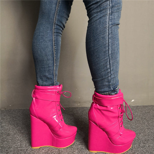 New Plus Size 47 Autumn Winter Ankle Boots Shoes Woman Platform Sexy High Heels Wedges Shoes Women Boots - LiveTrendsX