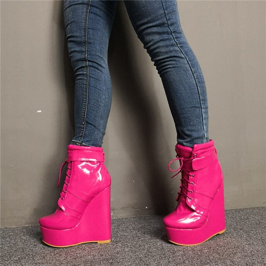 New Plus Size 47 Autumn Winter Ankle Boots Shoes Woman Platform Sexy High Heels Wedges Shoes Women Boots - LiveTrendsX