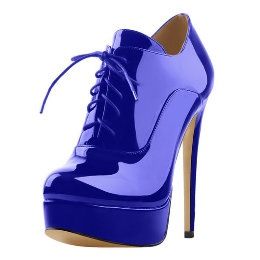 Women's Platform Ankle Booties High Heels Lace Up Stiletto Black And Red Sexy Lady Boots Plus Size US5~US15 - LiveTrendsX