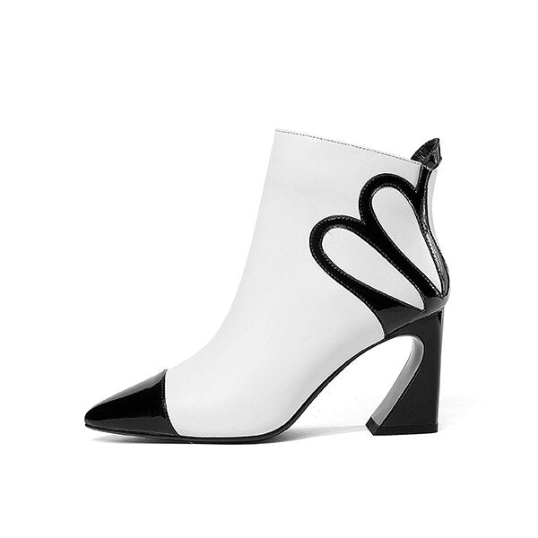 Fashion Design Boots Special Square Heel High Quality Genuine Leather Sexy Pointed Toe Shoes New Women's Boots - LiveTrendsX