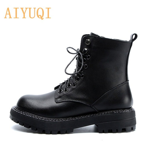 Genuine Leather Martin Boots Women British Style 2020 New Retro Head Layer Cowhide Short Boots Ladies Casual Women Boots Spring - LiveTrendsX