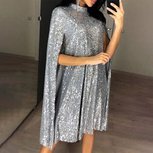 Load image into Gallery viewer, Women&#39;s Sequined Party Midi Dress Cloak Sleeves Spring Dresses Female Summer Loose Elegant Fashion Ladies Clothes vestidos - LiveTrendsX
