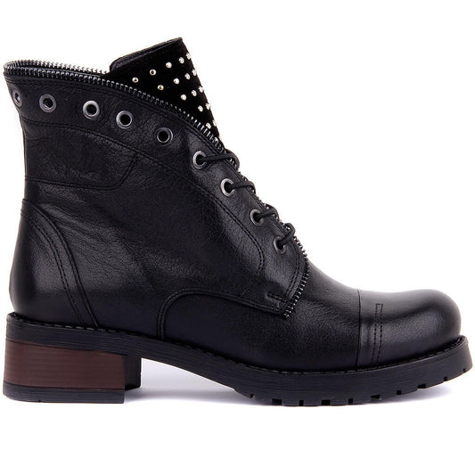 New Women Genuine Leather Boots Winter Couple Ankle Boots Casual Lace Up Ladies Fashion Shoes Brown Botas Mujer - LiveTrendsX