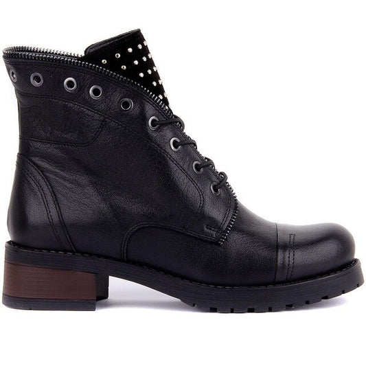 New Women Genuine Leather Boots Winter Couple Ankle Boots Casual Lace Up Ladies Fashion Shoes Brown Botas Mujer - LiveTrendsX