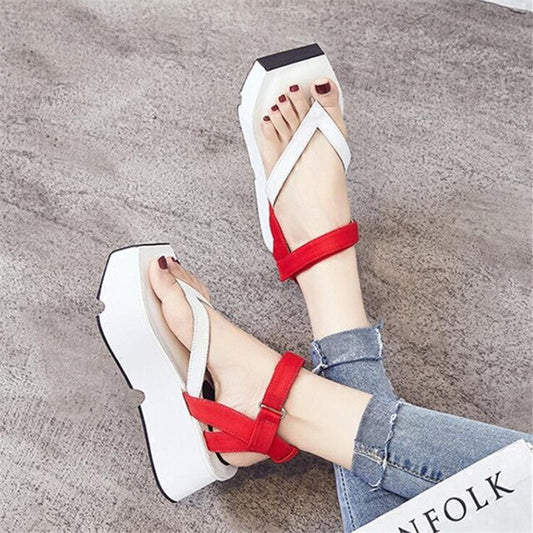 Summer Women Casual Sandals Female 6CM Platform Creepers Flip Flops Flat Beach Shoes Woman Gladiator Wedges Plus Size - LiveTrendsX