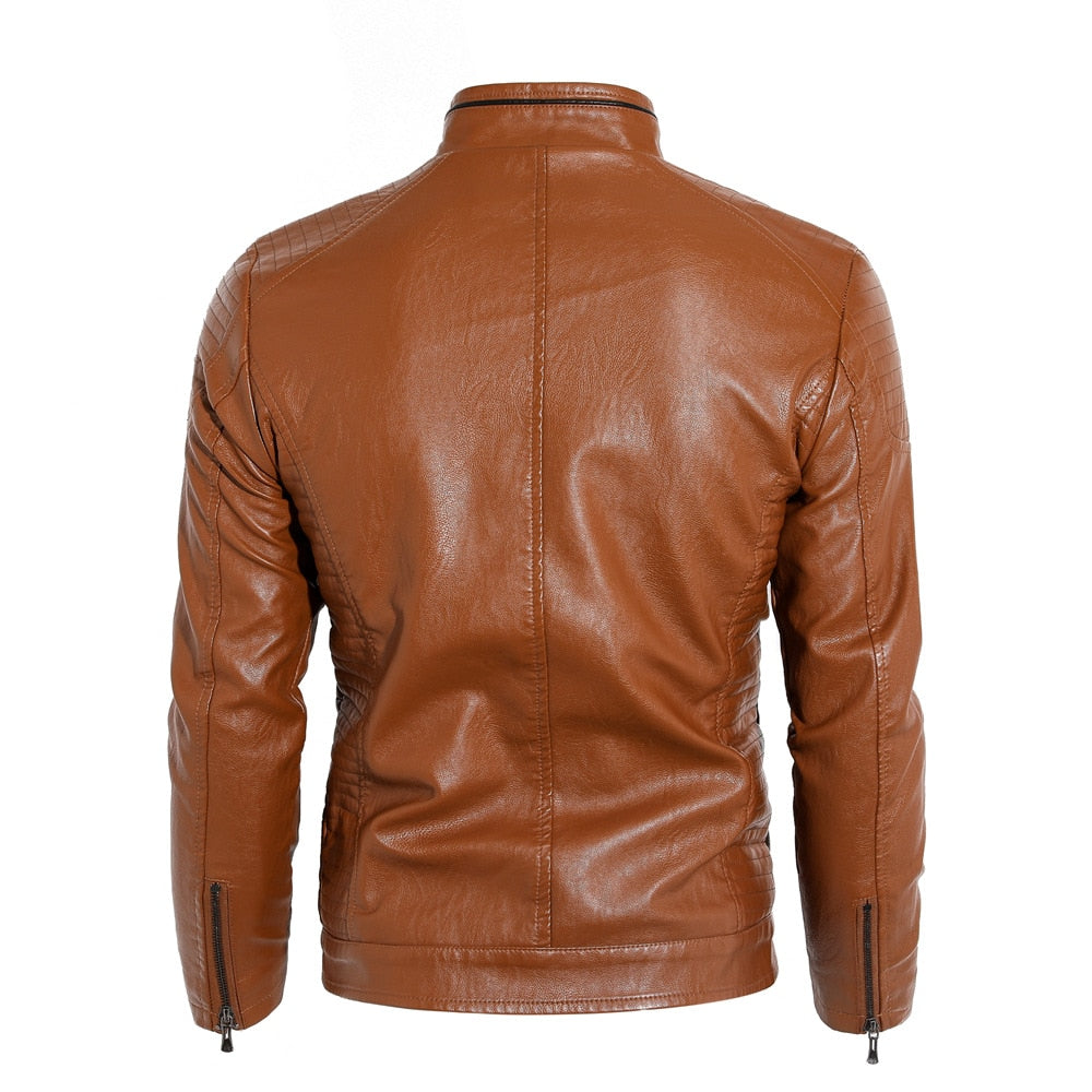 New  Autumn and Winter Models Plus Velvet Men's Leather Collar Collar PU Motorcycle Leather Jacket Jacket - LiveTrendsX