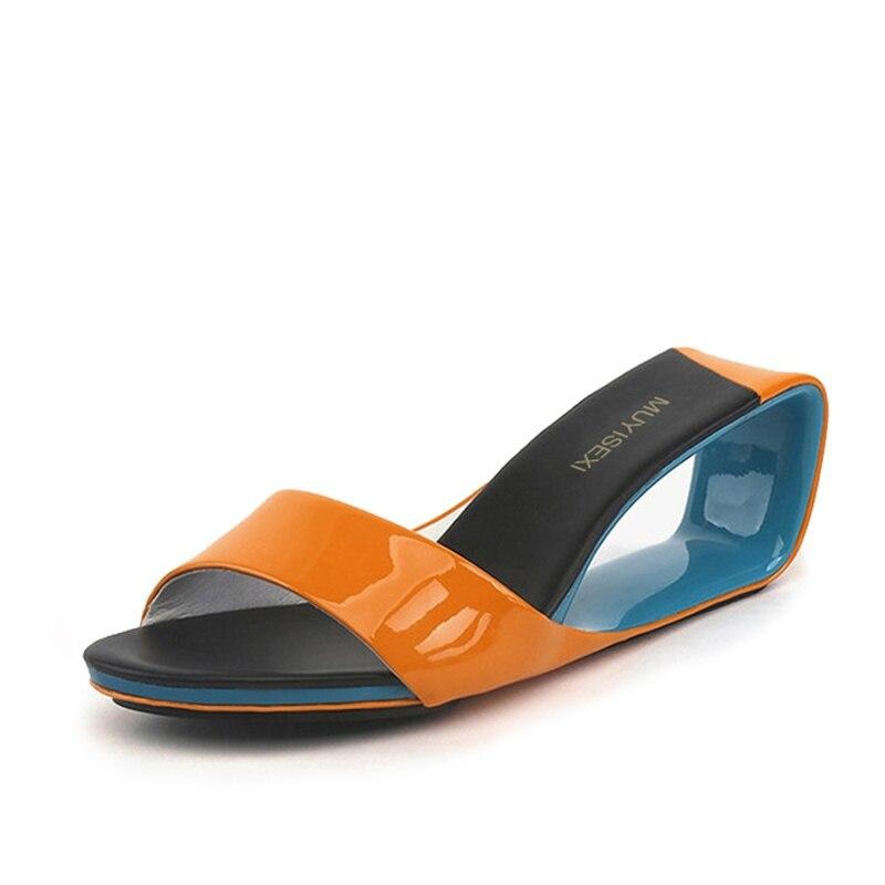 Orange Summer Slippers Sexy Women Sandals Wedge Shoes Woman 6cm Hollow Heel Slipper Casual Beach Slides Designer - LiveTrendsX