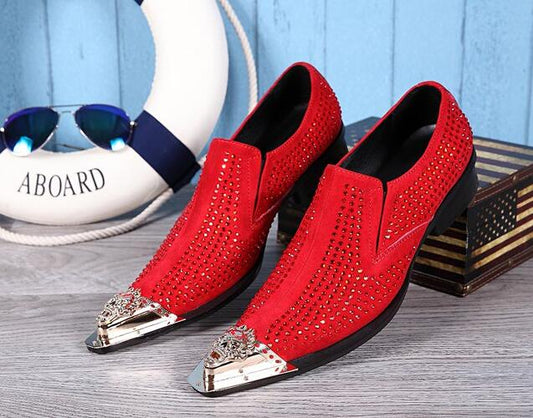 Rhinestone Men Party Leather Shoes Wedding Prom Dress Shoes Male Pointed Toe Formal Shoes Big Size - LiveTrendsX