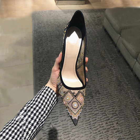 Slip On High Heels Sexy Pointed Toe Office Ladies Shoes