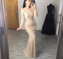 Load image into Gallery viewer, Dubai Luxury Long Sleeve Sparkle Evening Dresses 2020 Sequined Beading Evening Gowns - LiveTrendsX

