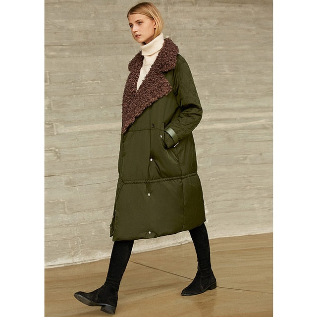 White Duck Down Jacket Winter Women Lapel Solid Female Thick Down Long Coat - LiveTrendsX