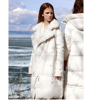 Load image into Gallery viewer, White Duck Down Jacket Winter Women Lapel Solid Female Thick Down Long Coat - LiveTrendsX
