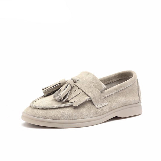 loafers Women cow-suede Slip-On flats shoes Genuine Leather tassel Ballets Flats Shoes women Moccasins size 36-42 - LiveTrendsX